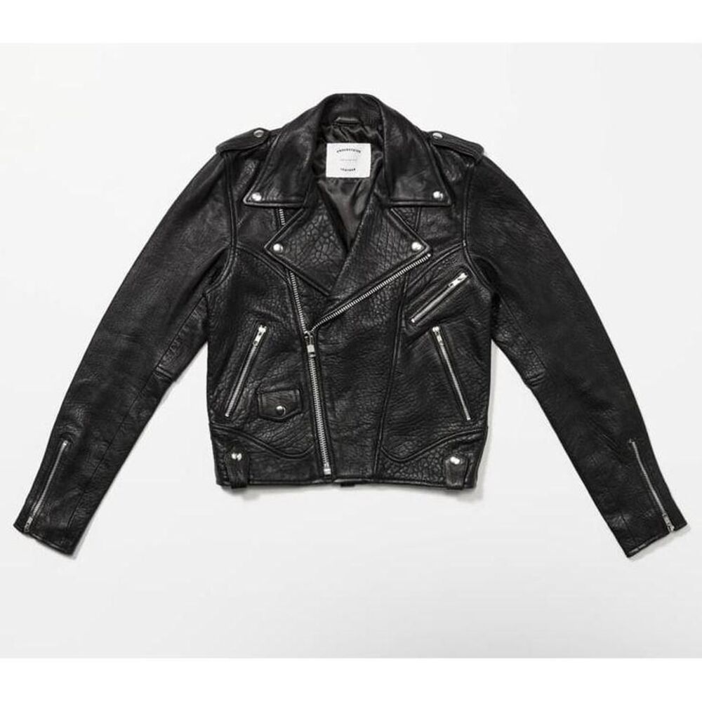 Black Pebbled Slick moto jacket by Understated  Leather size‎ Large